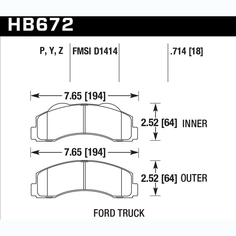 Disc Brake Pad Performance Ceramic w/0.690 Thickness