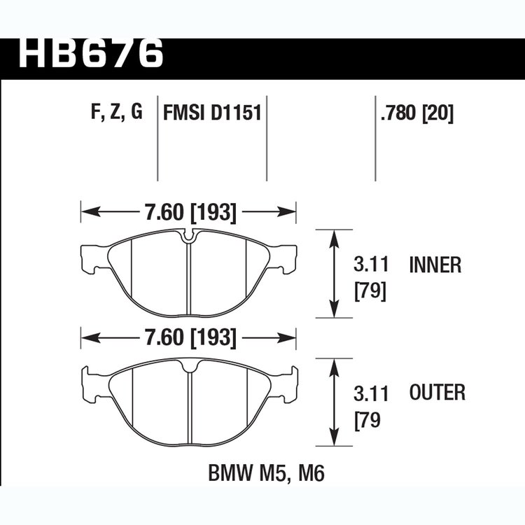 Disc Brake Pad Performance Ceramic w/0.780 Thickness
