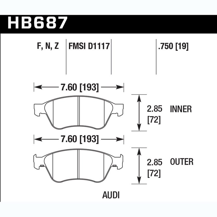 Disc Brake Pad Performance Ceramic w/0.750 Thickness