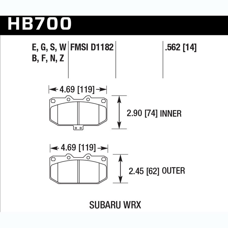 Disc Brake Pad Performance Ceramic w/0.562 Thickness