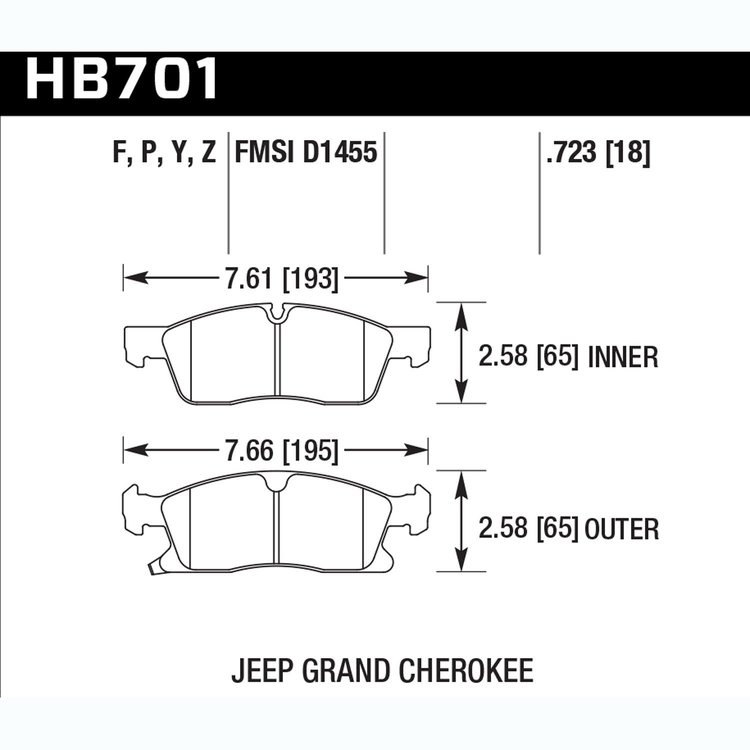 Disc Brake Pad Performance Ceramic w/0.723 Thickness