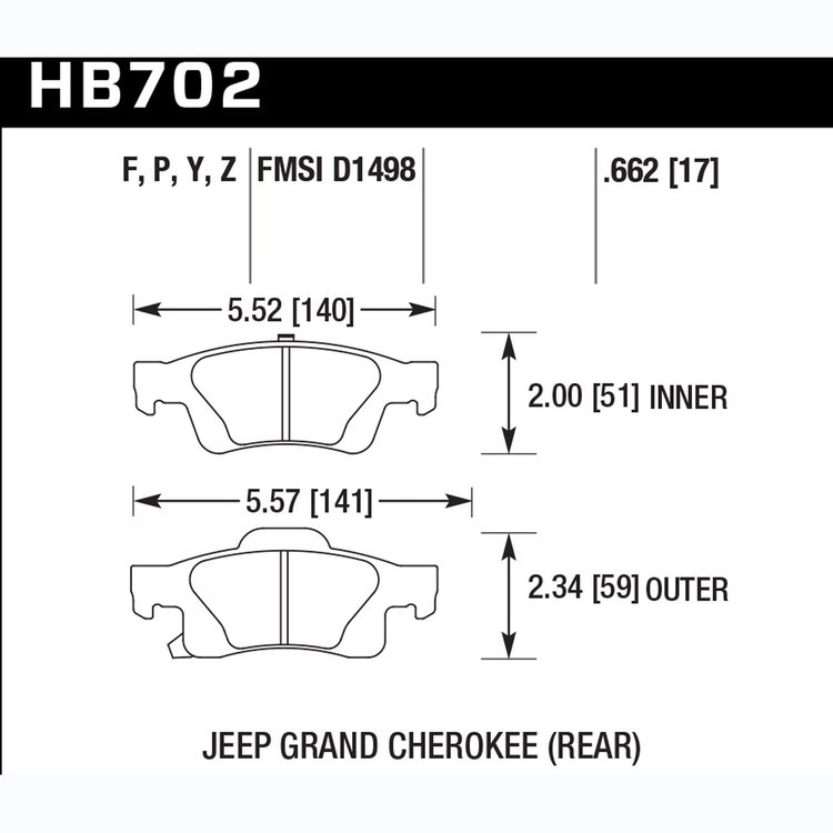 Disc Brake Pad Performance Ceramic w/0.662 Thickness