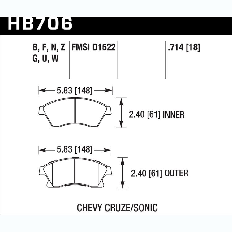 Disc Brake Pad Performance Ceramic w/0.714 Thickness