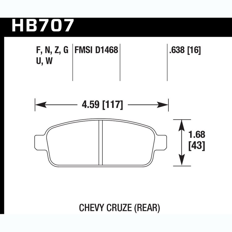 Disc Brake Pad Performance Ceramic w/0.638 Thickness