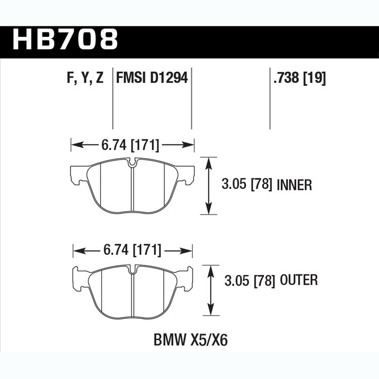 Disc Brake Pad Performance Ceramic w/0.738 Thickness