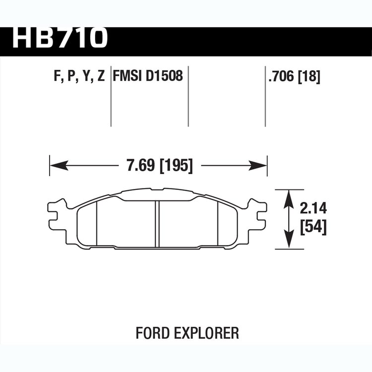 Disc Brake Pad Performance Ceramic w/0.706 Thickness