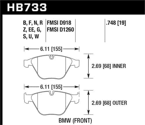 HT-10 BRAKE PADS BMW Front