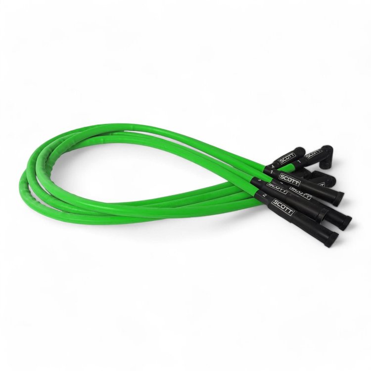 SPW300-CH-23-8 Super Mag Fiberglass-Oversleeved Spark Plug Wire Set for Ford 2.3L [Fluorescent Green]
