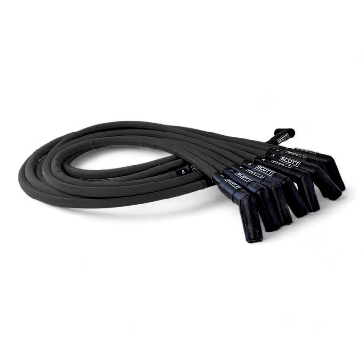 SPW300-CH-426-1 Super Mag Fiberglass-Oversleeved Spark Plug Wire Set for Small Block Ford, Over Valve Cover [Black]