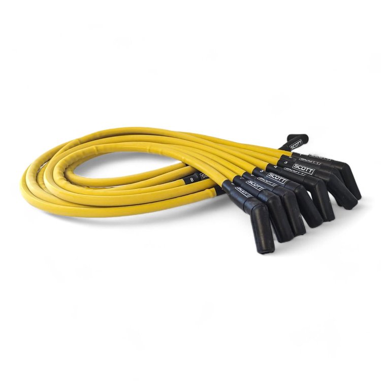 SPW300-CH-426-7 Super Mag Fiberglass-Oversleeved Spark Plug Wire Set for Small Block Ford, Over Valve Cover [Yellow]