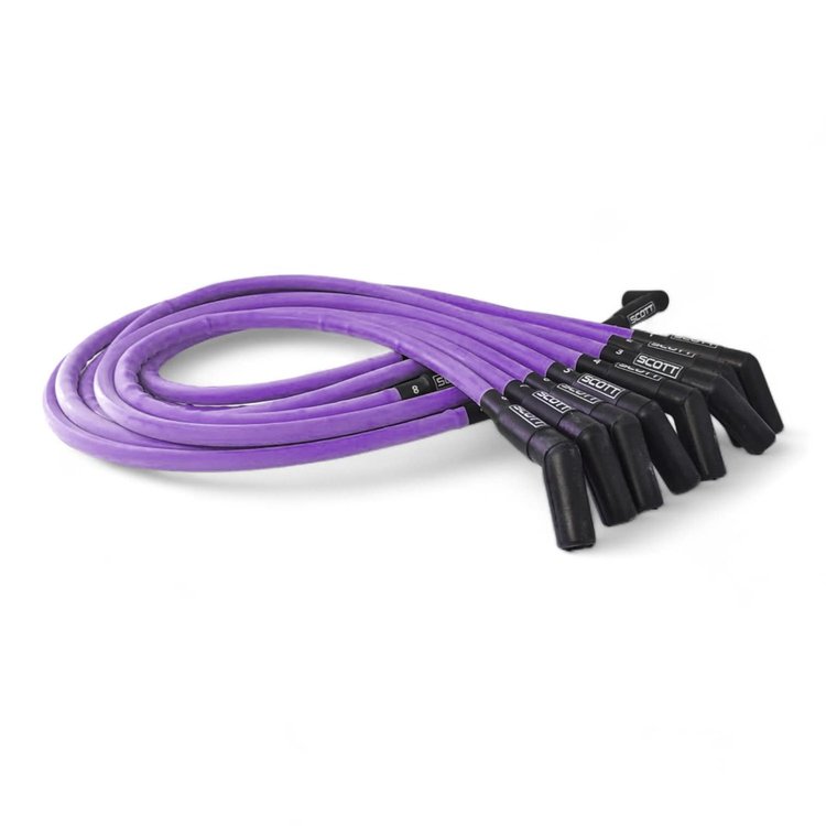 SPW300-CH-429-6 Super Mag Fiberglass-Oversleeved Spark Plug Wire Set for Big Block Ford, Over Valve Cover [Purple]
