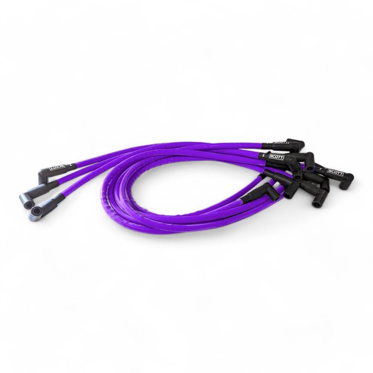 SPW300-CH-435-6 Super Mag Fiberglass-Oversleeved Spark Plug Wire Set for Small Block Chevy, Around Front [Purple]