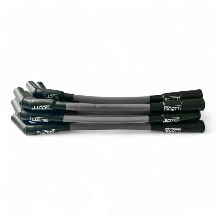 SPW300-CH-525S-3 Super Mag Fiberglass-Oversleeved Spark Plug Wire Set for GM LS Short 525 Crate, Over Valve Cover [Gray]