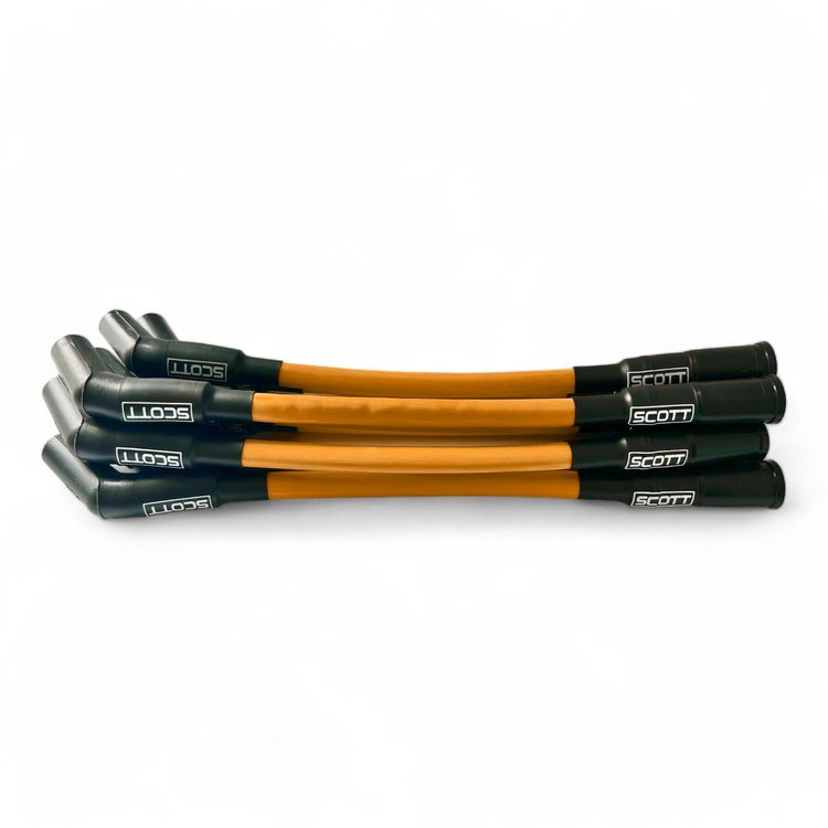 SPW300-CH-525S-5 Super Mag Fiberglass-Oversleeved Spark Plug Wire Set, GM LS Short 525 Crate, Over Valve Cover [Orange]