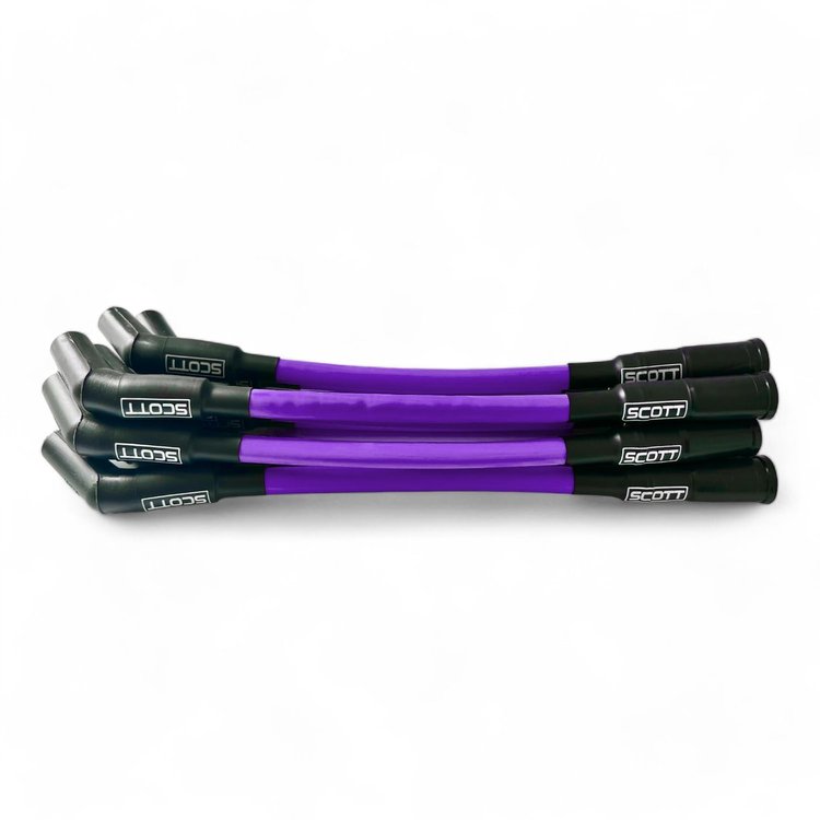 SPW300-CH-525S-6 Super Mag Fiberglass-Oversleeved Spark Plug Wire Set, GM LS Short 525 Crate, Over Valve Cover [Purple]