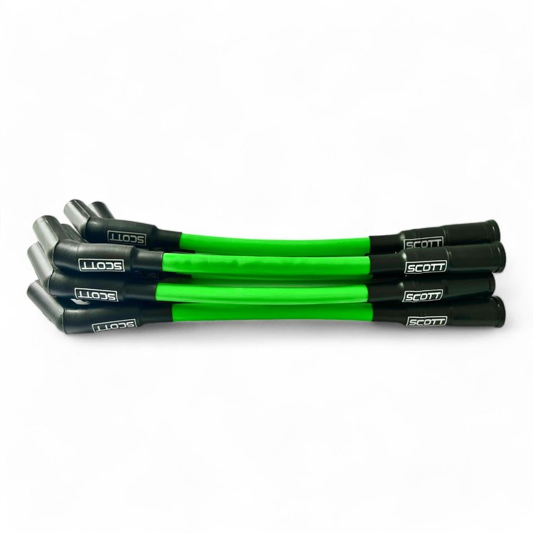 SPW300-CH-525S-8 Super Mag Fiberglass-Oversleeved Spark Plug Wire Set, GM LS Short 525 Crate, Over Valve Cover [Green]