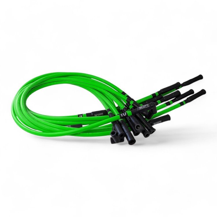 SPW300-CH-690-I-8 Super Mag Fiberglass-Oversleeved Spark Plug Wire Set for Dodge Viper Gen1 [Fluorescent Green]