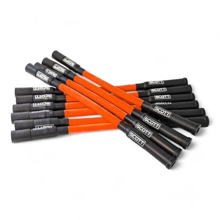 SPW300-CH-690-IV/V-9 Super Mag Fiberglass-Oversleeved Spark Plug Wire Set for Dodge Viper Gen4/5 [Fluorescent Orange]