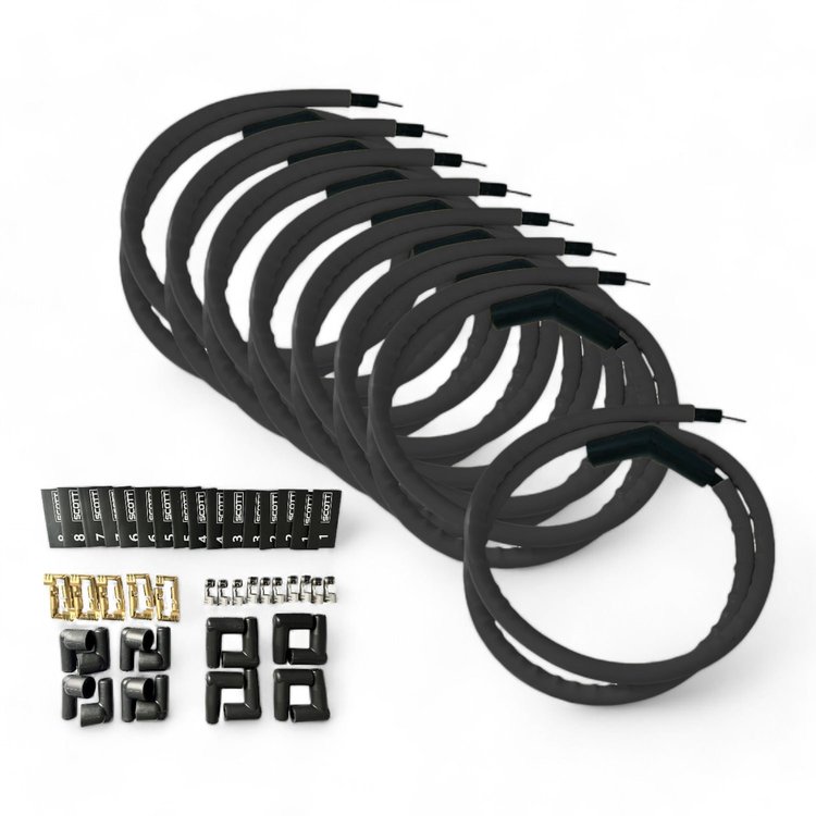 SPW300-CH-K45-1 DIY Super Mag Fiberglass-Oversleeved Spark Plug Wire Set, 45-Degree Boots [Black]