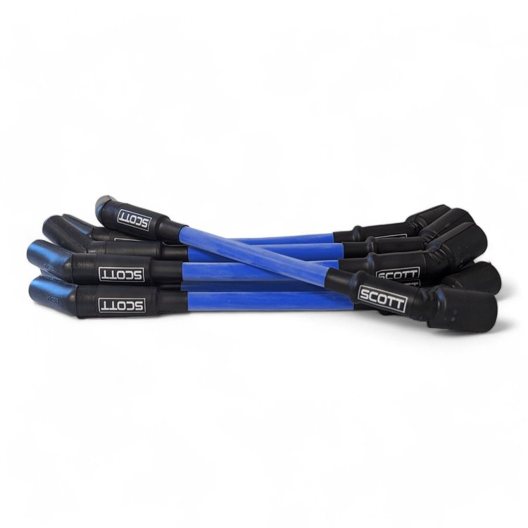 SPW300-CH-LS-T-4 Super Mag Fiberglass-Oversleeved Spark Plug Wire Set for GM LS Truck [Blue]