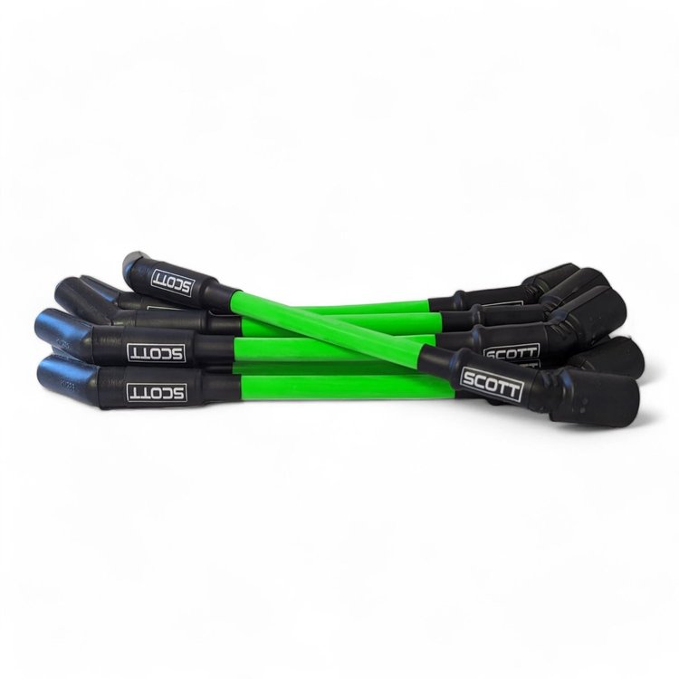 SPW300-CH-LS-T-8 Super Mag Fiberglass-Oversleeved Spark Plug Wire Set for GM LS Truck [Fluorescent Green]