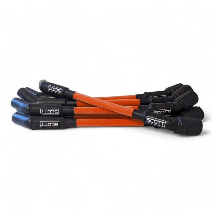 SPW300-CH-LS-T-9 Super Mag Fiberglass-Oversleeved Spark Plug Wire Set for GM LS Truck [Fluorescent Orange]