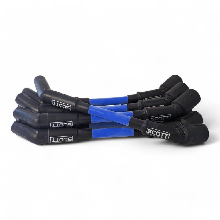 SPW300-CH-LT-GEN5-4 Super Mag Fiberglass-Oversleeved Spark Plug Wire Set for GM LS/LT (Gen5) [Blue]