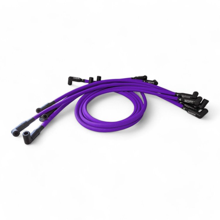 SPW300-PS-402-7 Super Mag Fiberglass-Oversleeved Spark Plug Wire Set for Small Block Chevy, Over Valve Cover [Purple]