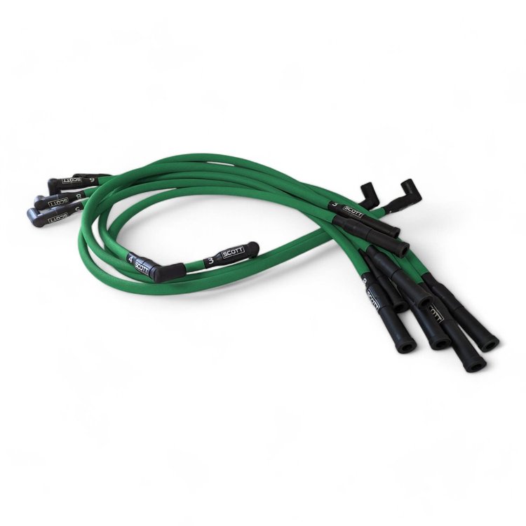 SPW300-PS-428-4 Super Mag Fiberglass-Oversleeved Spark Plug Wire Set for Big Block Ford FE [Green]