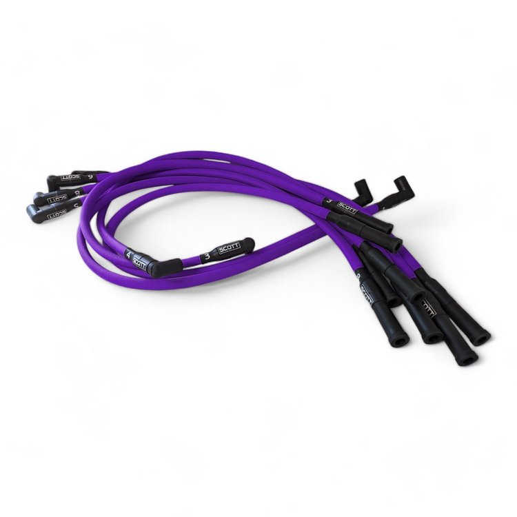 SPW300-PS-428-7 Super Mag Fiberglass-Oversleeved Spark Plug Wire Set for Big Block Ford FE [Purple]