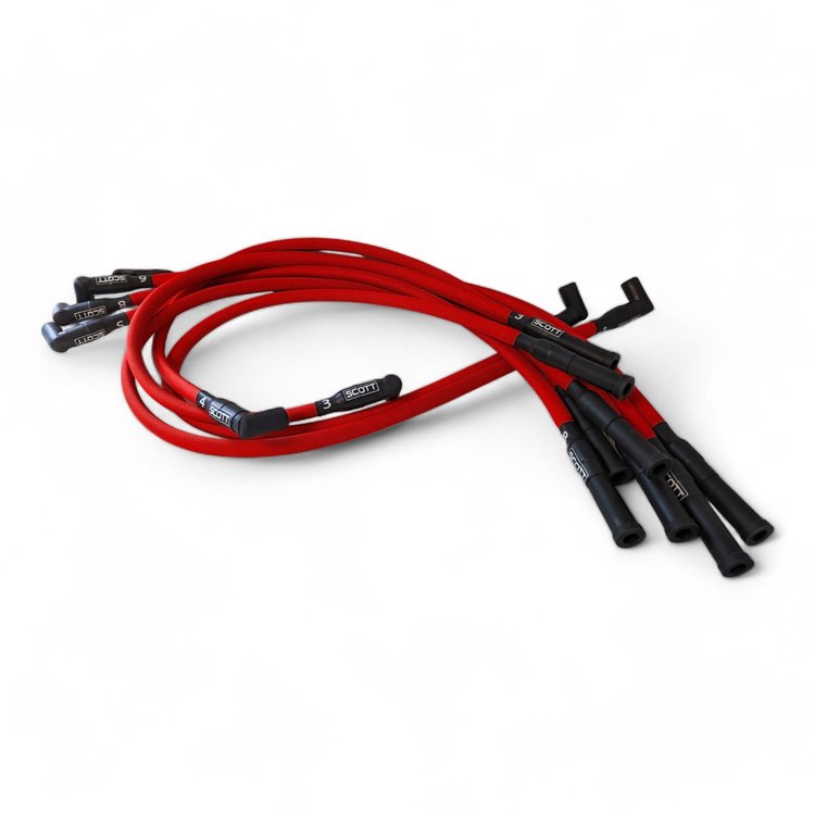 SPW300-PS-660-2 Super Mag Fiberglass-Oversleeved Spark Plug Wire Set for Small Block Dodge [Red]