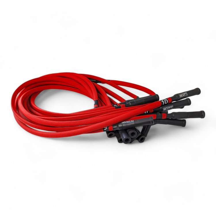 SPW300-PS-690-I-2 Super Mag Fiberglass-Oversleeved Spark Plug Wire Set for Dodge Viper (Gen1) [Red]