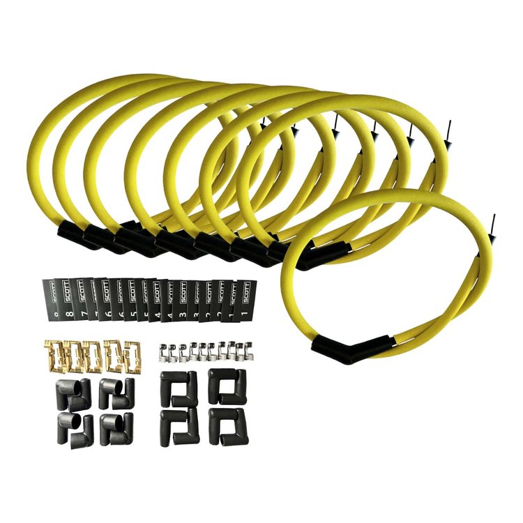 SPW300-PS-K45-5 DIY Super Mag Fiberglass-Oversleeved Spark Plug Wire Set, 45-Degree Boot [Yellow]