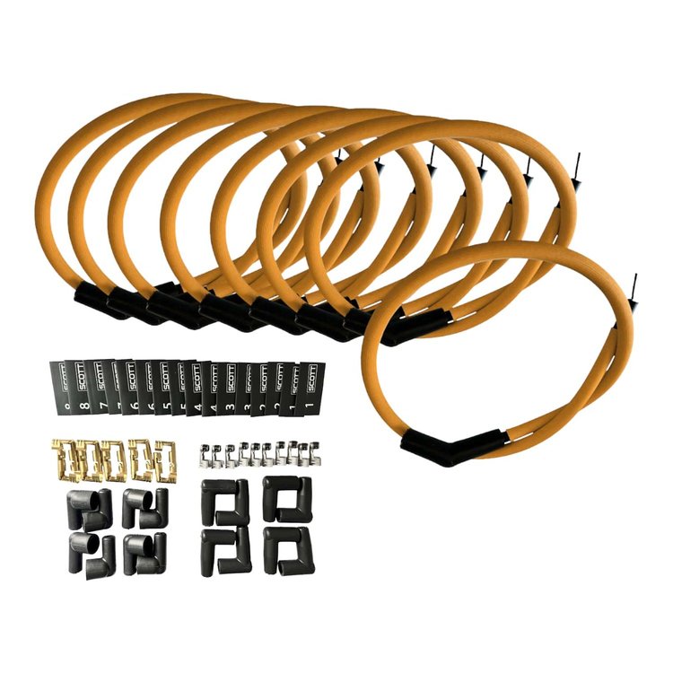 SPW300-PS-K45-6 DIY Super Mag Fiberglass-Oversleeved Spark Plug Wire Set, 45-Degree Boot [Orange]