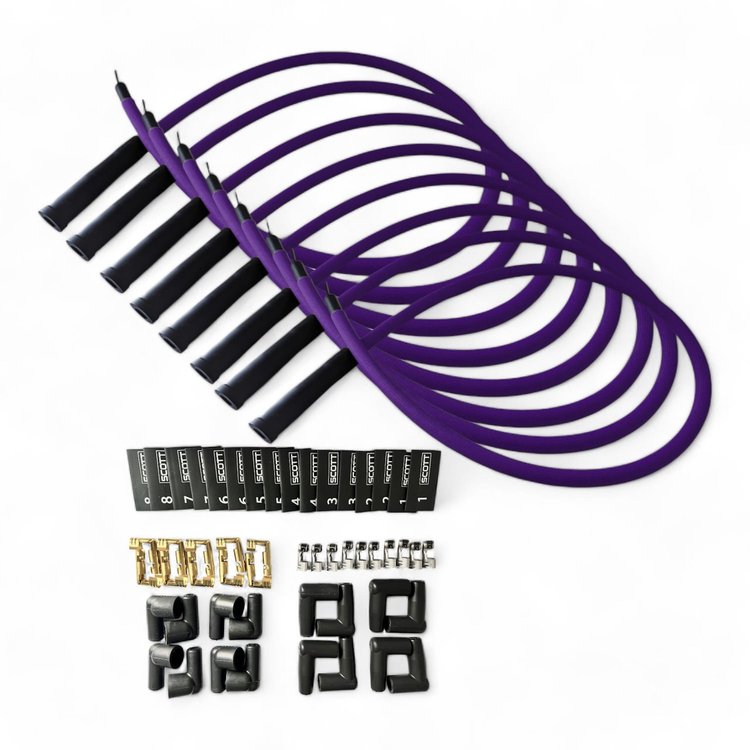 SPW300-PS-KSTR-7 DIY Super Mag Fiberglass-Oversleeved Spark Plug Wire Set, Straight Boot [Purple]