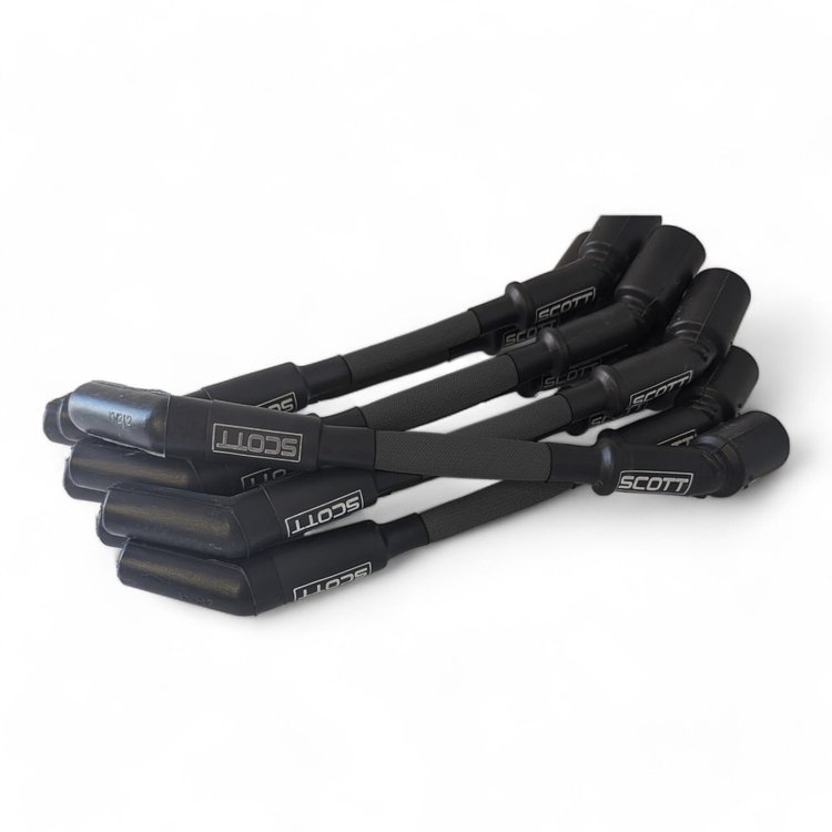 SPW300-PS-LS-S-1 Super Mag Fiberglass-Oversleeved Spark Plug Wire Set for GM LS, Standard [Black]