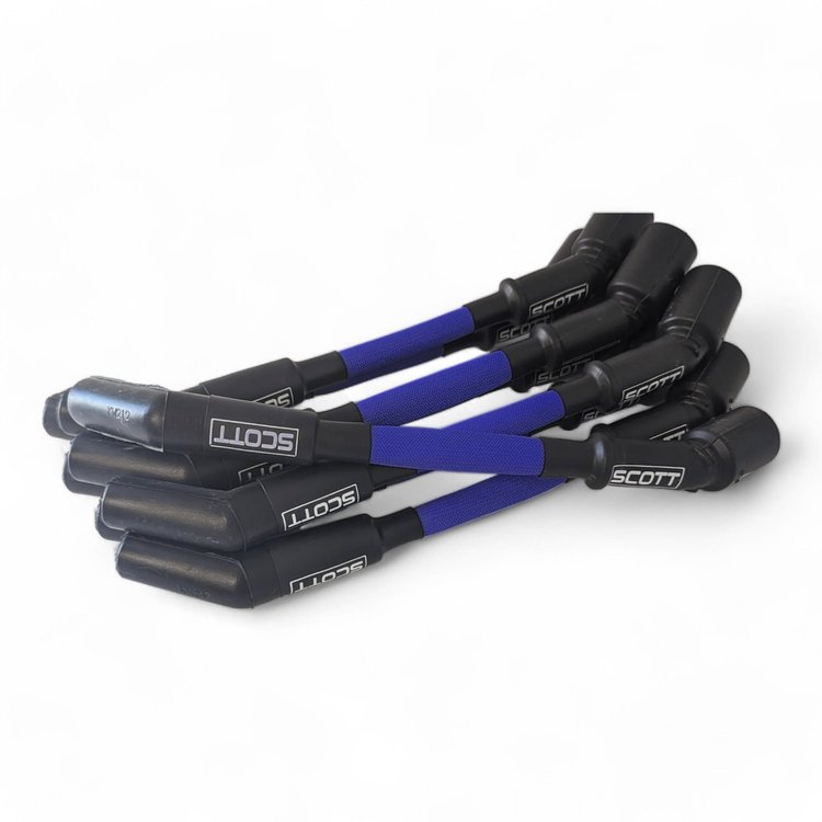 SPW300-PS-LS-S-3 Super Mag Fiberglass-Oversleeved Spark Plug Wire Set for GM LS, Standard [Blue]