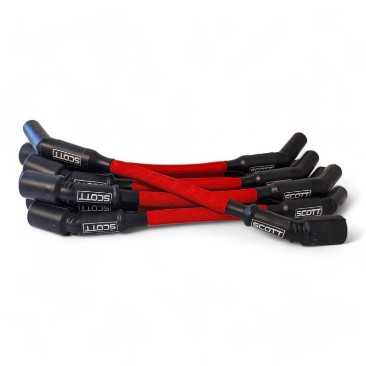 SPW300-PS-LS-T-2 Super Mag Fiberglass-Oversleeved Spark Plug Wire Set for GM LS Truck [Red]