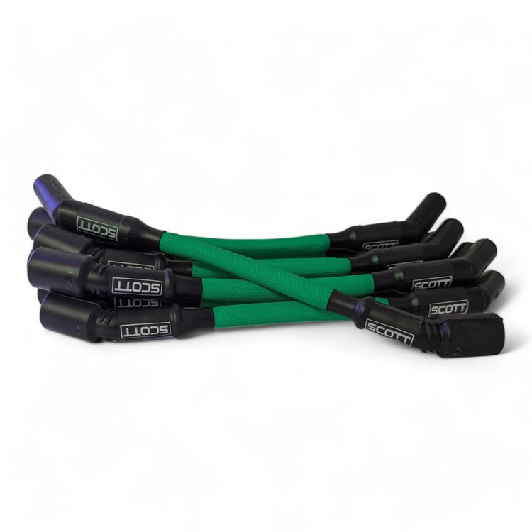 SPW300-PS-LS-T-4 Super Mag Fiberglass-Oversleeved Spark Plug Wire Set for GM LS Truck [Green]