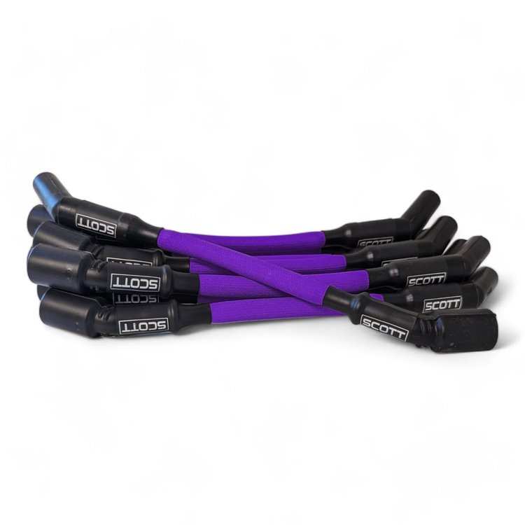 SPW300-PS-LS-T-7 Super Mag Fiberglass-Oversleeved Spark Plug Wire Set for GM LS Truck [Purple]