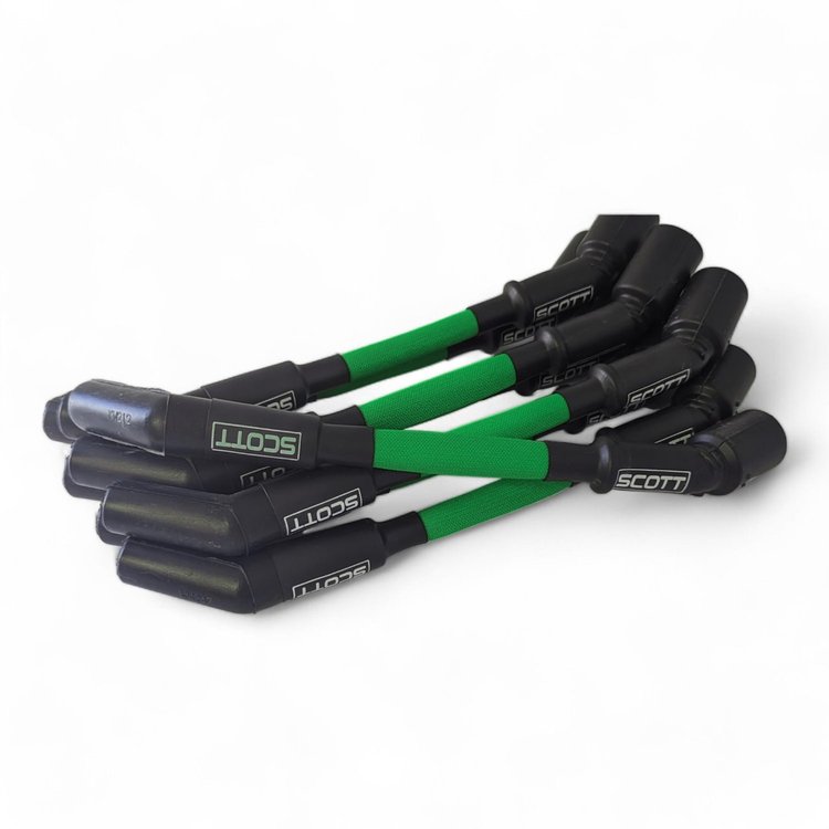 SPW300-PS-LT-GEN5-4 Super Mag Fiberglass-Oversleeved Spark Plug Wire Set for GM LS/LT (Gen5) [Green]