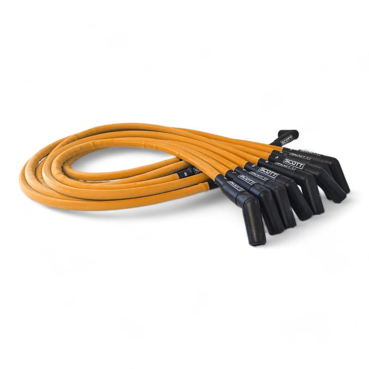 SPW-CH-426-5 High-Performance Silicone-Sleeved Spark Plug Wire Set for Small Block Ford, Over Valve Cover [Orange]
