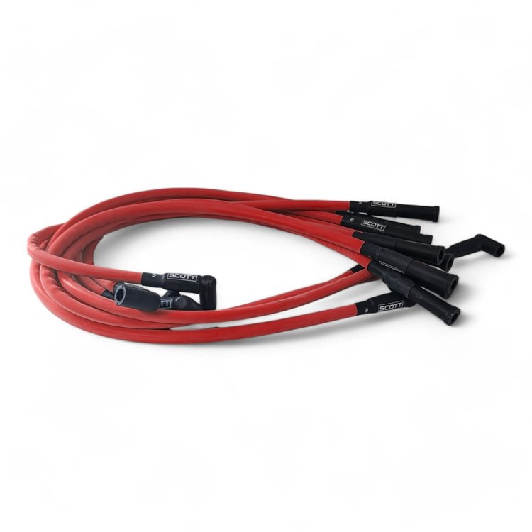 SPW-CH-428-2 High-Performance Silicone-Sleeved Spark Plug Wire Set for Big Block Ford [Red]