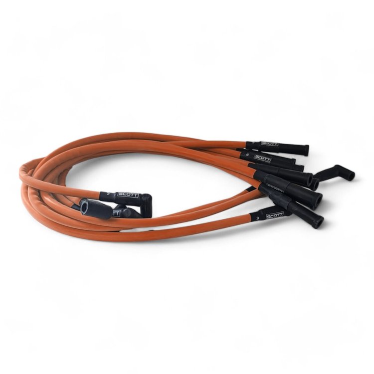 SPW-CH-428-9 High-Performance Silicone-Sleeved Spark Plug Wire Set for Big Block Ford [Fluorescent Orange]