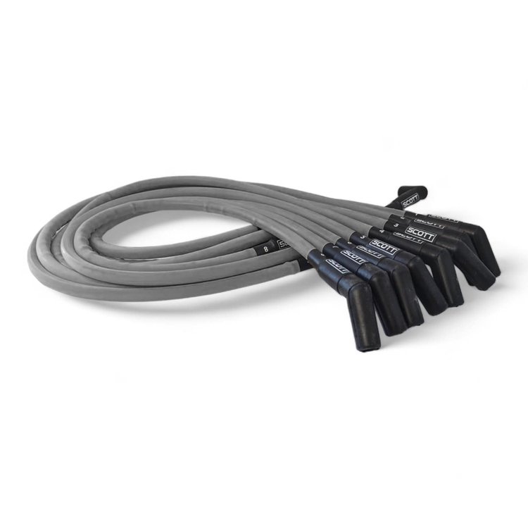 SPW-CH-430-3 High-Performance Silicone-Sleeved Spark Plug Wire Set for Big Block Ford, Under Header [Gray]