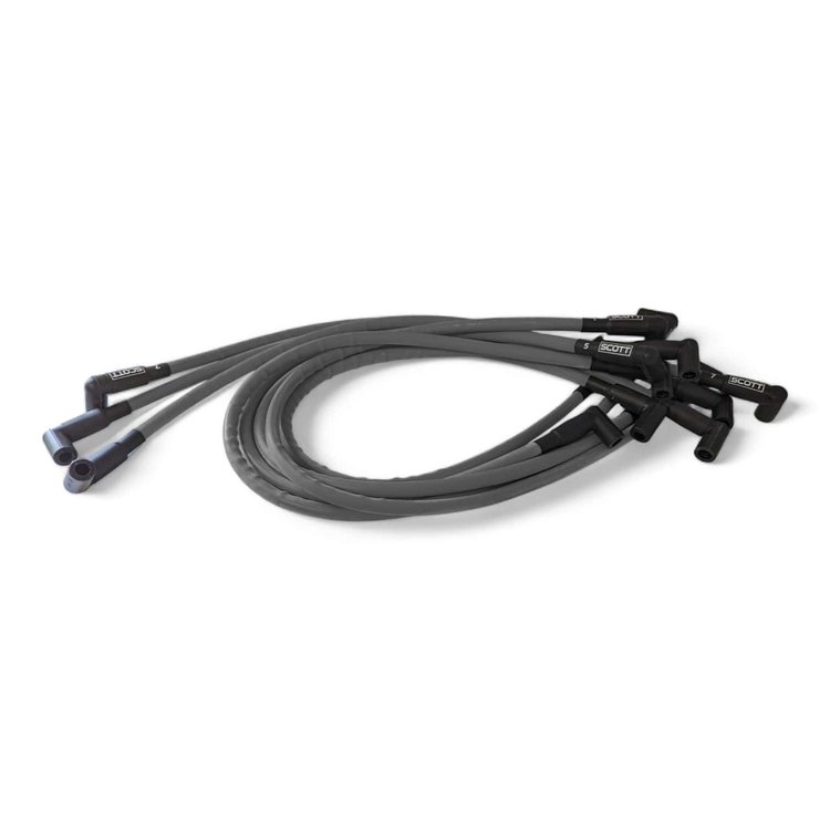 SPW-CH-439-3 High-Performance Silicone-Sleeved Spark Plug Wire Set for Small Block Ford, Under Header [Gray]