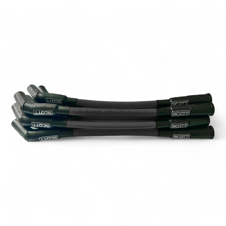 SPW-CH-525S-1 High-Performance Silicone-Sleeved Spark Plug Wire Set for GM LS Short 525 Crate, Over Valve Cover [Black]