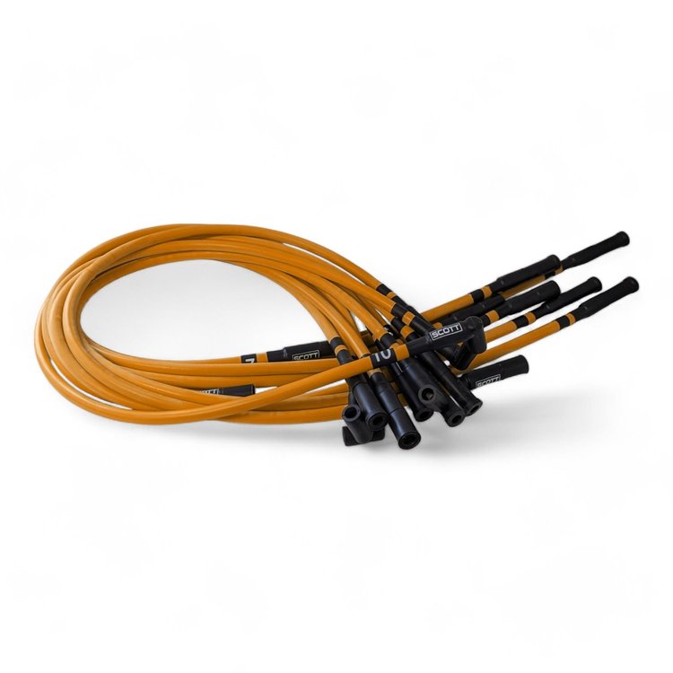 SPW-CH-690-I-5 High-Performance Silicone-Sleeved Spark Plug Wire Set for Dodge Viper (Gen-1) [Orange]