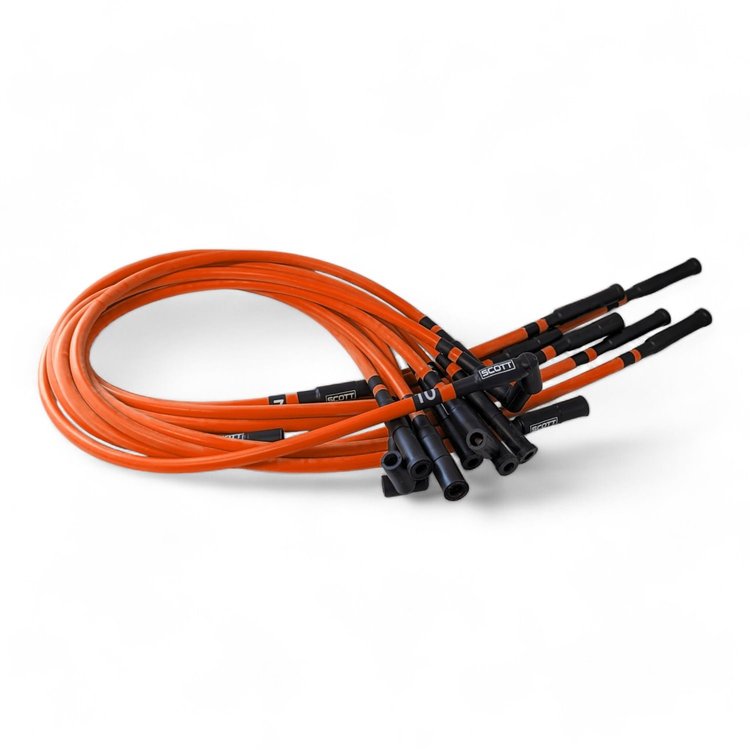 SPW-CH-690-III-9 High-Performance Silicone-Sleeved Spark Plug Wire Set for Dodge Viper (Gen-3) [Fluorescent Orange]