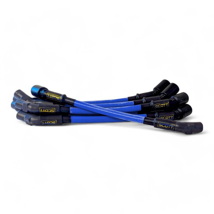SPW-CH-7.3ZILLA-4 High-Performance Silicone-Sleeved Spark Plug Wire Set for Ford 7.3L Godzilla [Blue]